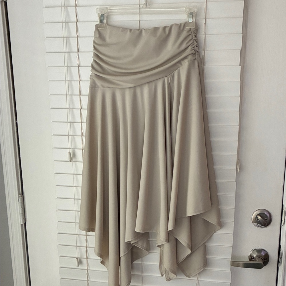 Missguided Midi Skirt Ruched Asymmetrical Boho Gray SZ XS
